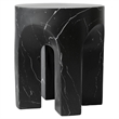 LeisureMod Round Fiberstone Side Table Arched Base Crus Series in Black