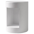 LeisureMod Round Fiberstone Side Table With Open Storage in White