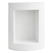 LeisureMod Round Fiberstone Side Table With Open Storage in White