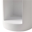 LeisureMod Round Fiberstone Side Table With Open Storage in White