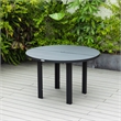 Round Slatted Dining Table Powder-Coated Aluminum with Umbrella Hole in Black