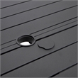 Round Slatted Dining Table Powder-Coated Aluminum with Umbrella Hole in Black