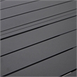 Round Slatted Dining Table Powder-Coated Aluminum with Umbrella Hole in Black