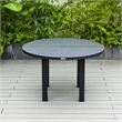 Round Slatted Dining Table Powder-Coated Aluminum with Umbrella Hole in Black
