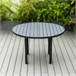 Round Slatted Dining Table Powder-Coated Aluminum with Umbrella Hole in Black