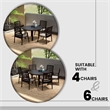 Round Slatted Dining Table Powder-Coated Aluminum with Umbrella Hole in Black