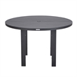 Round Slatted Dining Table Powder-Coated Aluminum with Umbrella Hole in Black