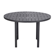 Round Slatted Dining Table Powder-Coated Aluminum with Umbrella Hole in Black
