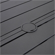 Round Slatted Dining Table Powder-Coated Aluminum with Umbrella Hole in Black