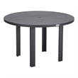 Round Slatted Dining Table Powder-Coated Aluminum with Umbrella Hole in Black