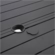 Round Slatted Dining Table Powder-Coated Aluminum with Umbrella Hole in Black