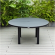 Round Slatted Dining Table Powder-Coated Aluminum with Umbrella Hole in Black