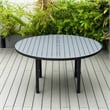 Round Slatted Dining Table Powder-Coated Aluminum with Umbrella Hole in Black