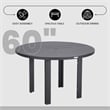 Round Slatted Dining Table Powder-Coated Aluminum with Umbrella Hole in Black