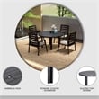 Round Slatted Dining Table Powder-Coated Aluminum with Umbrella Hole in Black