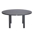 Round Slatted Dining Table Powder-Coated Aluminum with Umbrella Hole in Black