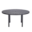 Round Slatted Dining Table Powder-Coated Aluminum with Umbrella Hole in Black