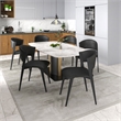 Leather Dining Chair with Curved Open-Back and Waterfall Edge Seat in Black