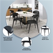 Leather Dining Chair with Curved Open-Back and Waterfall Edge Seat in Black