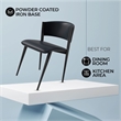 Leather Dining Chair with Curved Open-Back and Waterfall Edge Seat in Black