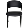 Leather Dining Chair with Curved Open-Back and Waterfall Edge Seat in Black