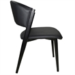Leather Dining Chair with Curved Open-Back and Waterfall Edge Seat in Black