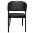 Leather Dining Chair with Curved Open-Back and Waterfall Edge Seat in Black