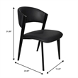 Leather Dining Chair with Curved Open-Back and Waterfall Edge Seat in Black