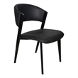 Leather Dining Chair with Curved Open-Back and Waterfall Edge Seat in Black