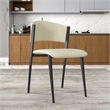 Leather Dining Chair with Curved Open-Back and Waterfall Edge Seat in Light Gray