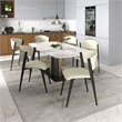 Leather Dining Chair with Curved Open-Back and Waterfall Edge Seat in Light Gray