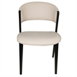 Leather Dining Chair with Curved Open-Back and Waterfall Edge Seat in Light Gray