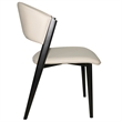 Leather Dining Chair with Curved Open-Back and Waterfall Edge Seat in Light Gray