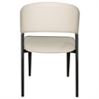 Leather Dining Chair with Curved Open-Back and Waterfall Edge Seat in Light Gray