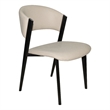 Leather Dining Chair with Curved Open-Back and Waterfall Edge Seat in Light Gray
