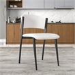 Leather Dining Chair with Curved Open-Back and Waterfall Edge Seat in White