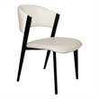 Leather Dining Chair with Curved Open-Back and Waterfall Edge Seat in White