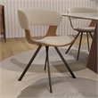 Dining Chair with Curved Open-Back and Iron Legs in Walnut/Light Brown Velvet