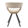Dining Chair with Curved Open-Back and Iron Legs in Walnut/Light Brown Velvet