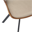 Dining Chair with Curved Open-Back and Iron Legs in Walnut/Light Brown Velvet