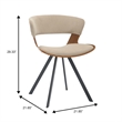 Dining Chair with Curved Open-Back and Iron Legs in Walnut/Light Brown Velvet