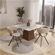 Dining Chair with Curved Open-Back and Iron Legs in Walnut/Light Brown Velvet