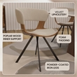 Dining Chair with Curved Open-Back and Iron Legs in Walnut/Light Brown Velvet