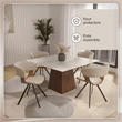 Dining Chair with Curved Open-Back and Iron Legs in Walnut/Light Brown Velvet