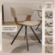 Dining Chair with Curved Open-Back and Iron Legs in Walnut/Light Brown Velvet