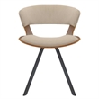 Dining Chair with Curved Open-Back and Iron Legs in Walnut/Light Brown Velvet