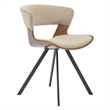 Dining Chair with Curved Open-Back and Iron Legs in Walnut/Light Brown Velvet