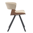 Dining Chair with Curved Open-Back and Iron Legs in Walnut/Light Brown Velvet