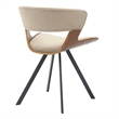 Dining Chair with Curved Open-Back and Iron Legs in Walnut/Light Brown Velvet