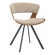Dining Chair with Curved Open-Back and Iron Legs in Walnut/Light Brown Velvet